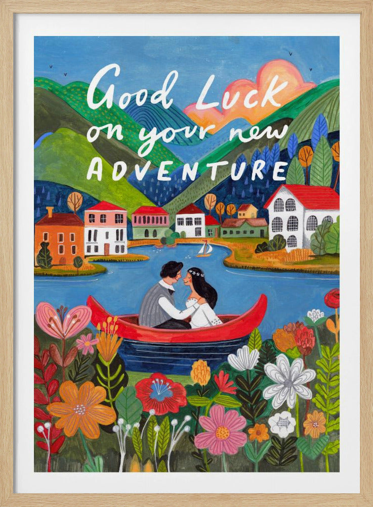 Pasgetrouwd stel in een boot | Poster