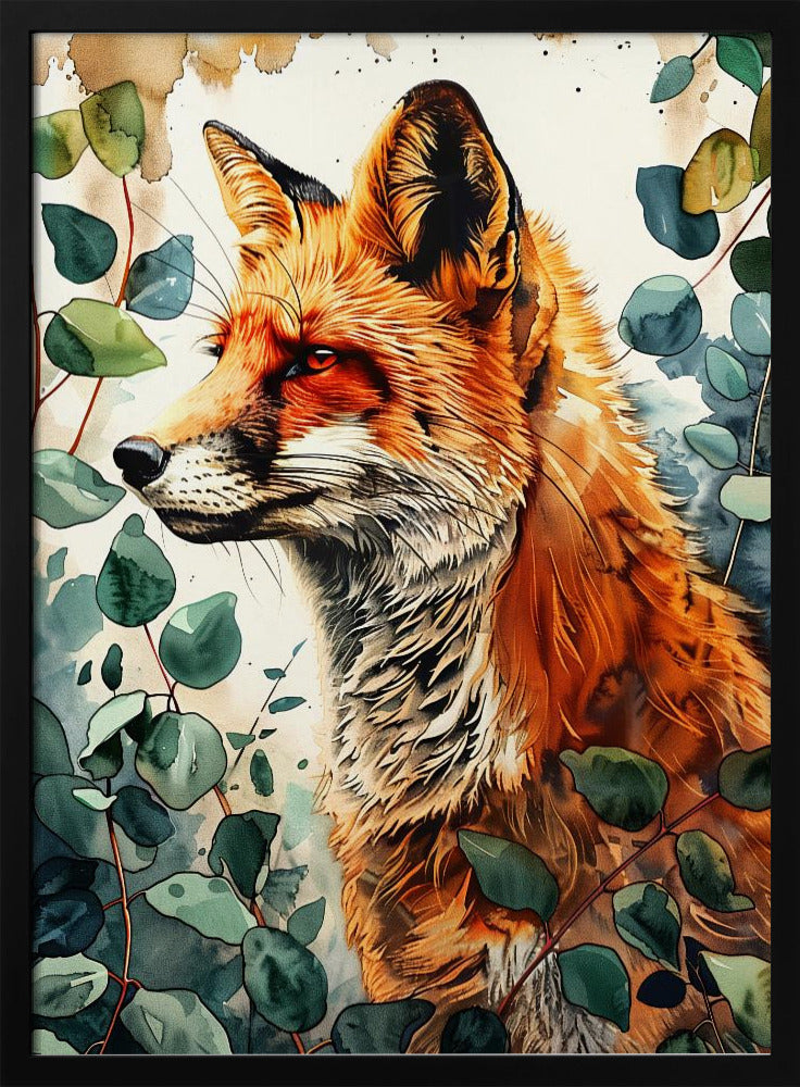 Aquarelkunst van een vos 10 | Poster