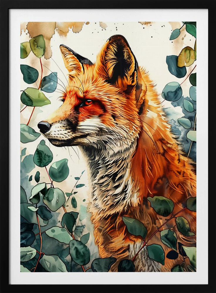 Aquarelkunst van een vos 10 | Poster