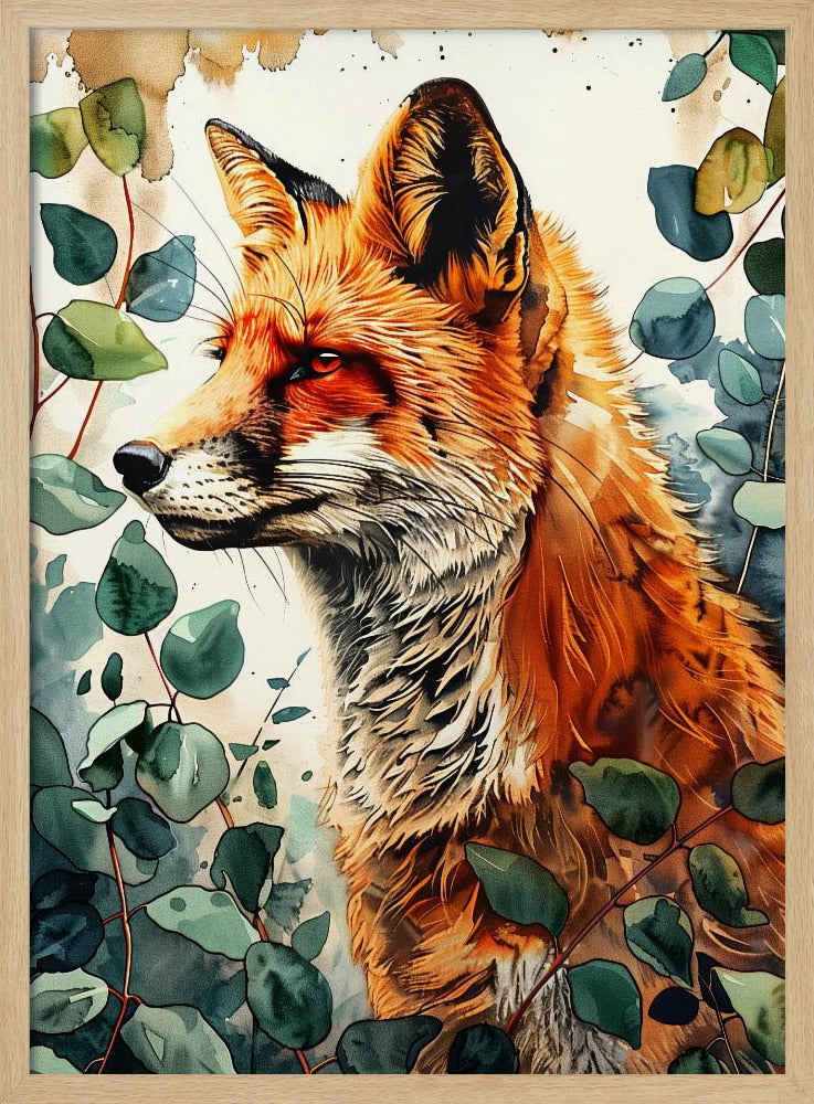 Aquarelkunst van een vos 10 | Poster
