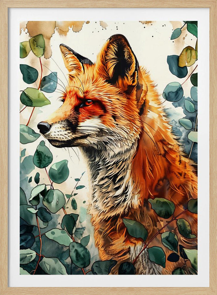 Aquarelkunst van een vos 10 | Poster