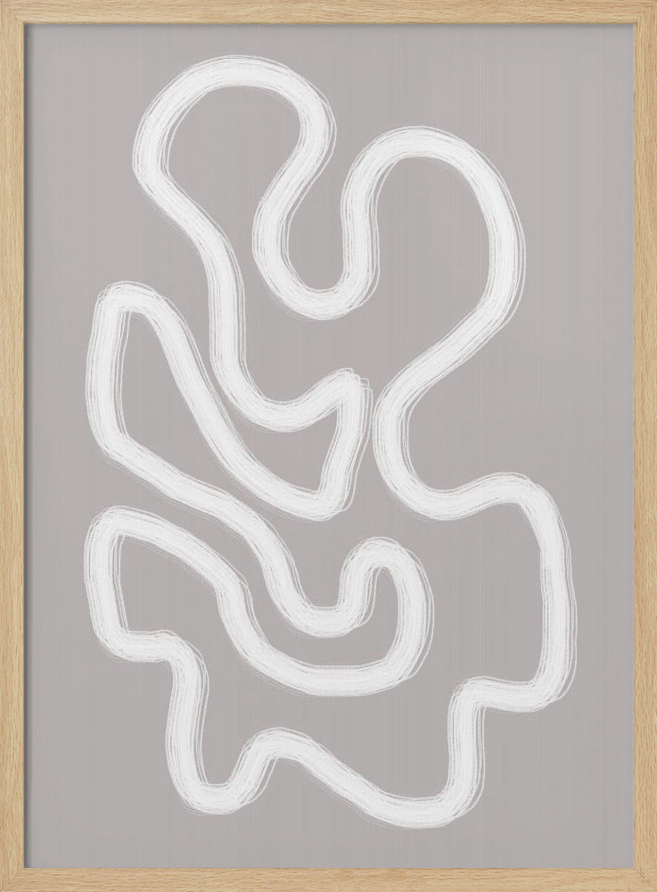 Abstracte kunst met vloeiende witte lijnen | Poster