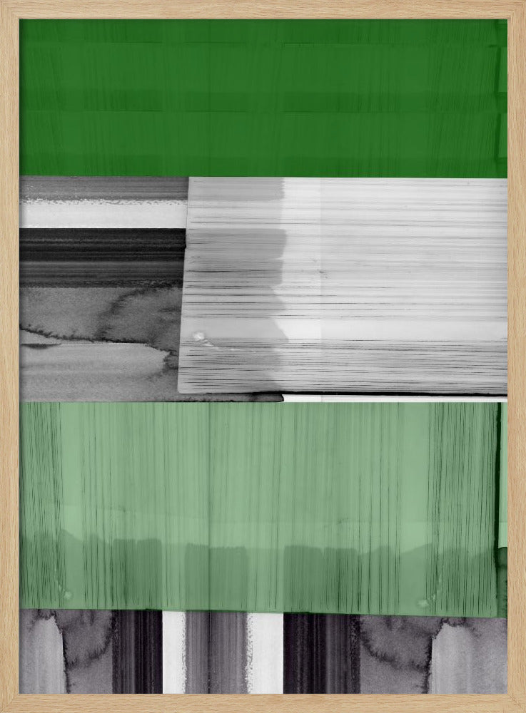 Abstract Zwart Wit Groen Grijs 1 | Poster