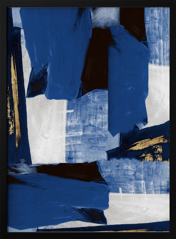 Marineblauwe gouden vormen 1 | Poster