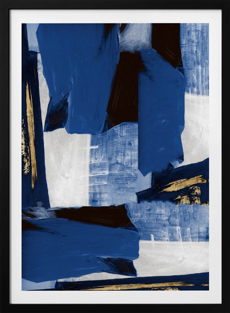 Marineblauwe gouden vormen 1 | Poster