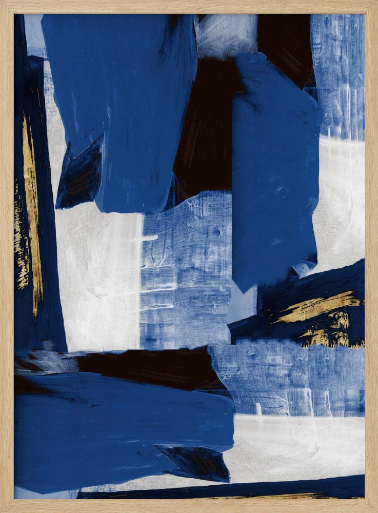 Marineblauwe gouden vormen 1 | Poster