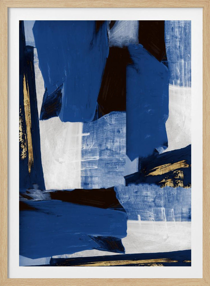 Marineblauwe gouden vormen 1 | Poster