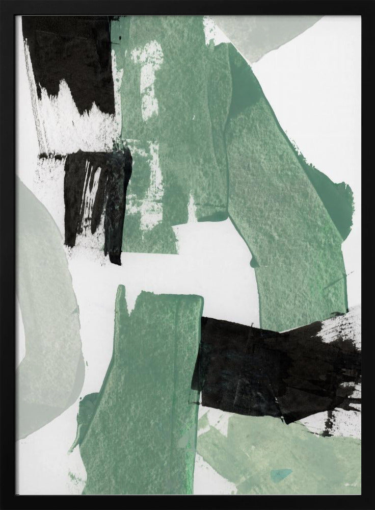 Abstracte groene en zwarte vormen nr. 1 print | poster