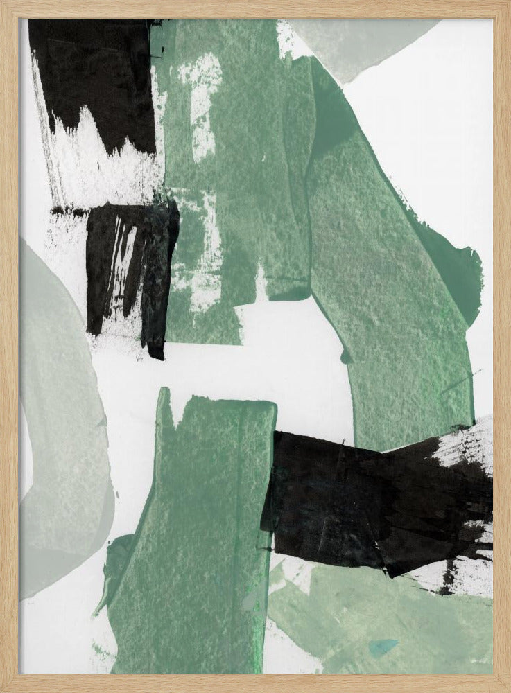 Abstracte groene en zwarte vormen nr. 1 print | poster