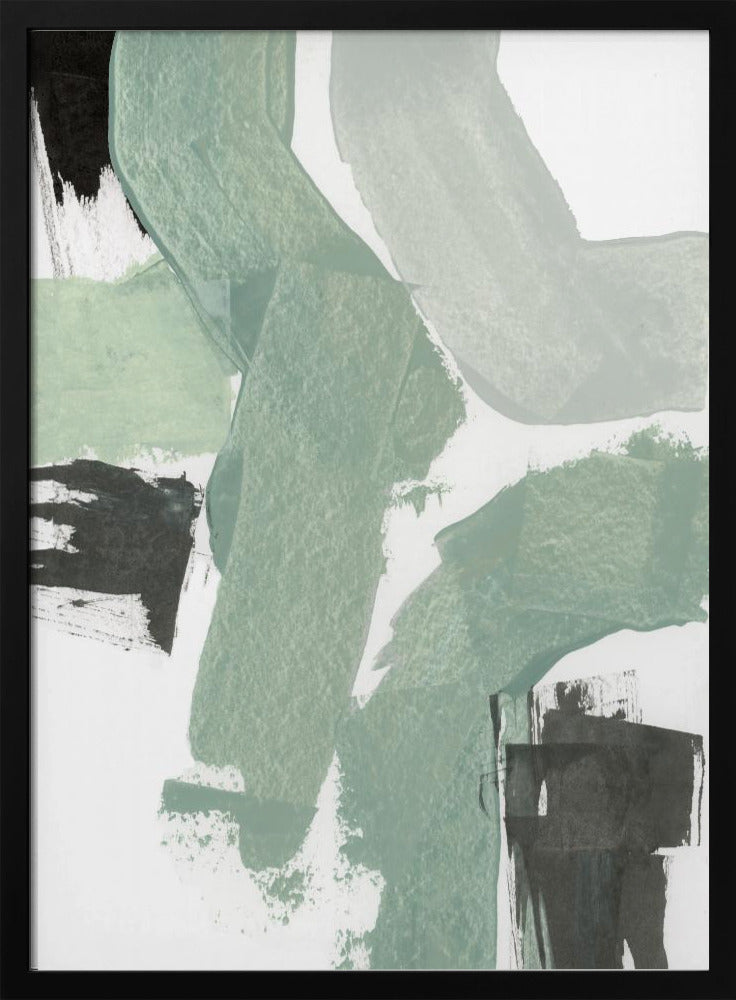 Abstracte groene en zwarte vormen nr. 2 print | poster