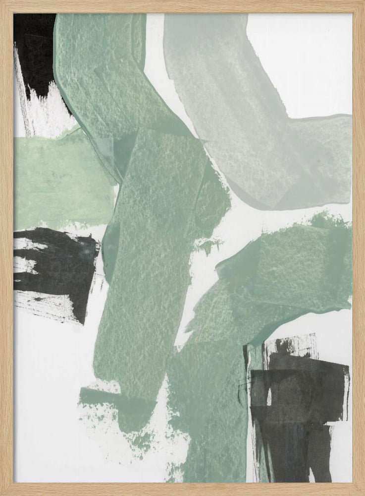 Abstracte groene en zwarte vormen nr. 2 print | poster