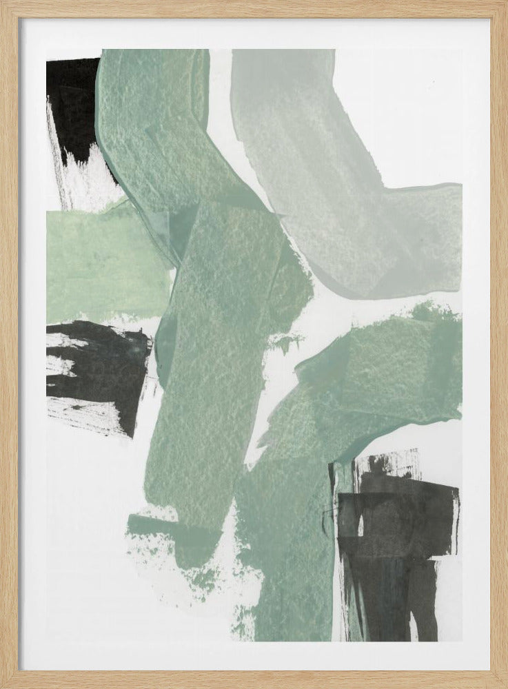 Abstracte groene en zwarte vormen nr. 2 print | poster