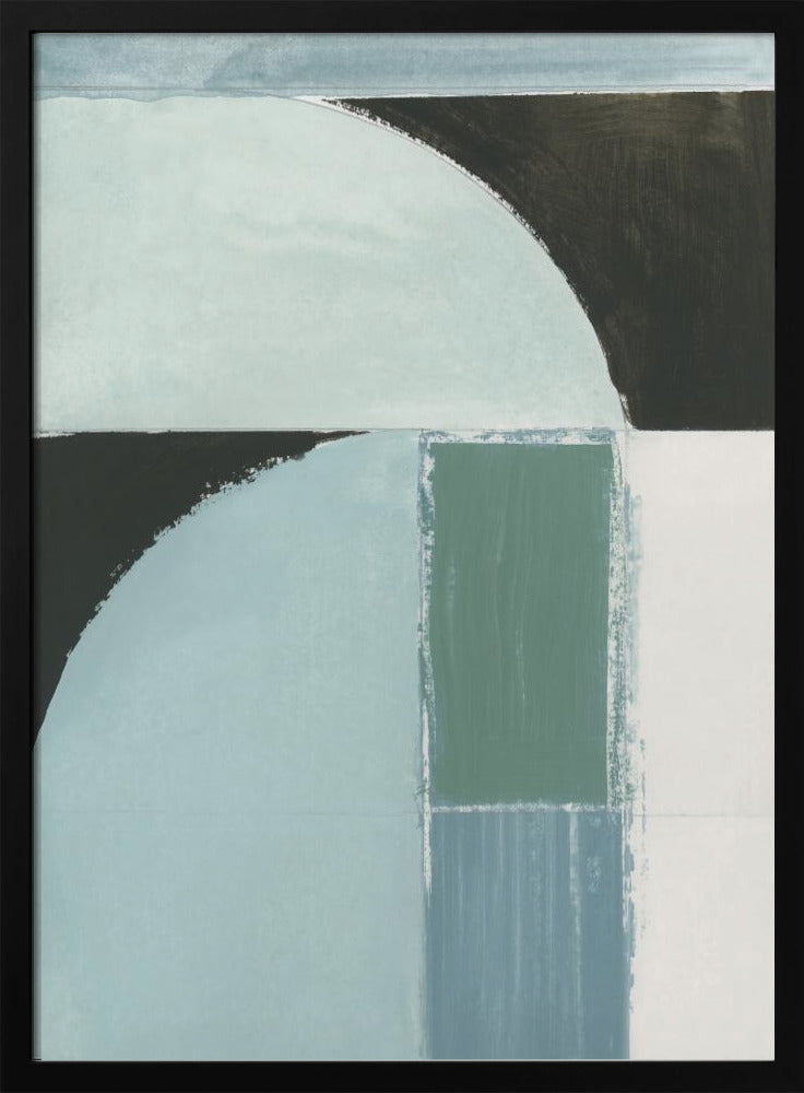 Abstracte blauwe vormen nr. 1 print | poster