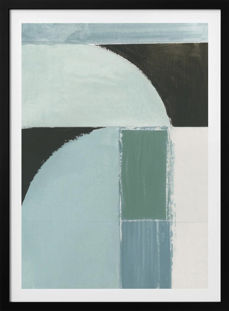 Abstracte blauwe vormen nr. 1 print | poster