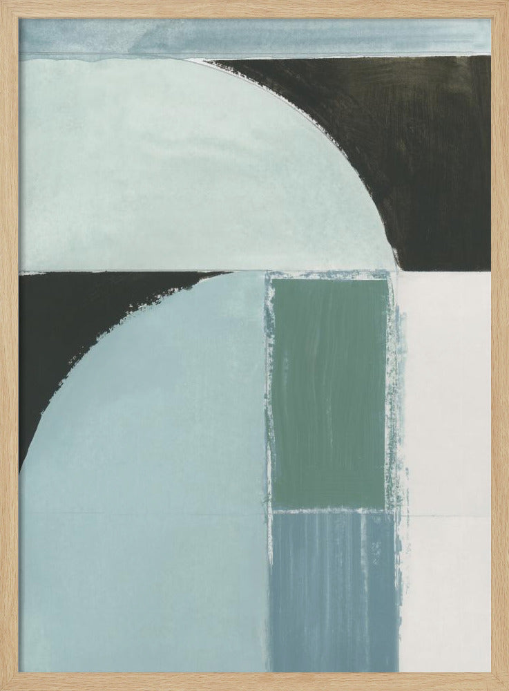 Abstracte blauwe vormen nr. 1 print | poster
