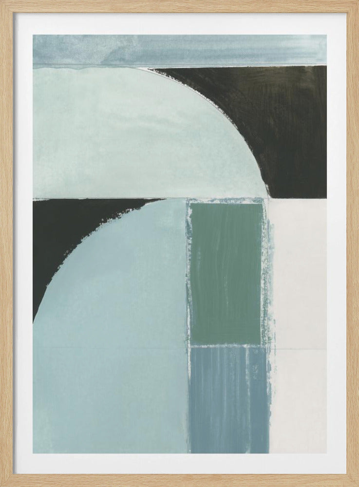 Abstracte blauwe vormen nr. 1 print | poster
