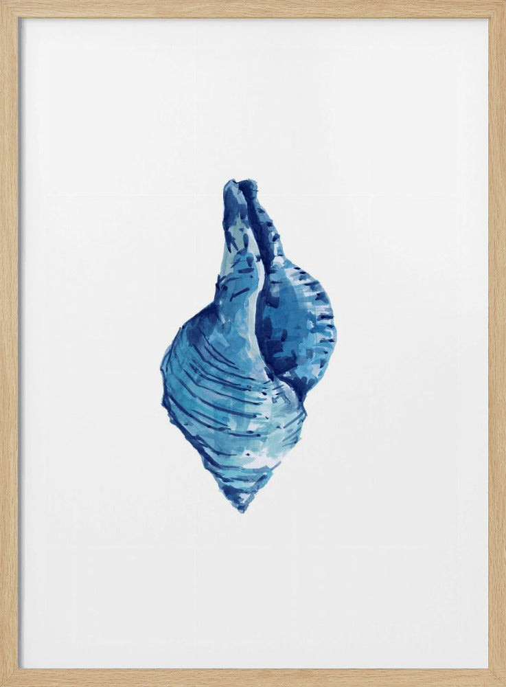 Blauwe schelp op witte achtergrond nr. 3 | Poster