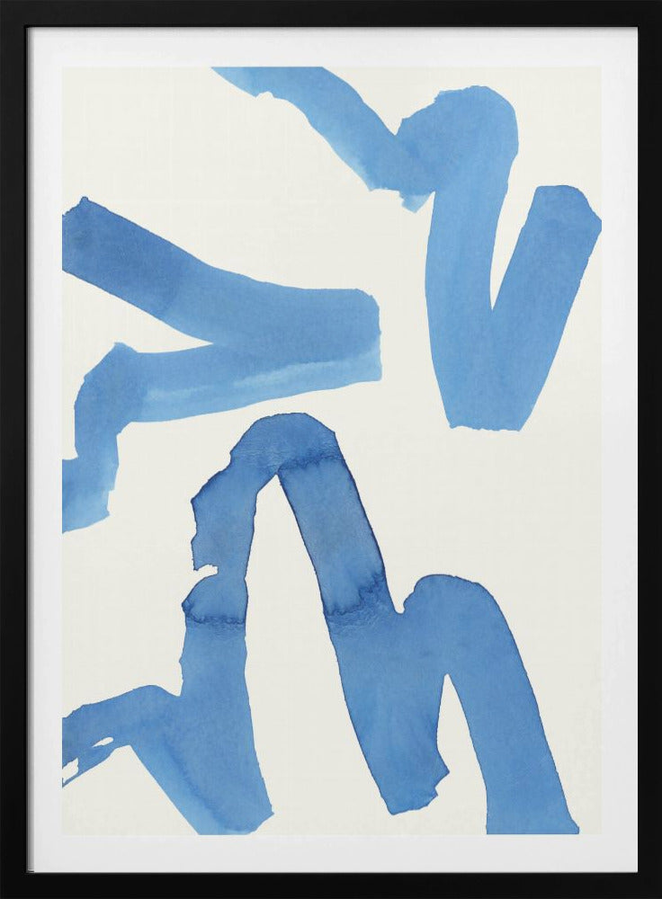 Abstracte blauwe penseelstreken kunstdruk nr. 1 | Poster