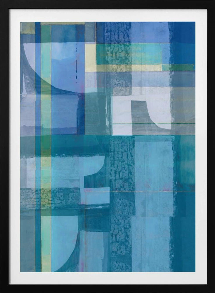 Abstracte tinten blauw en neutraal 4jpg | Poster
