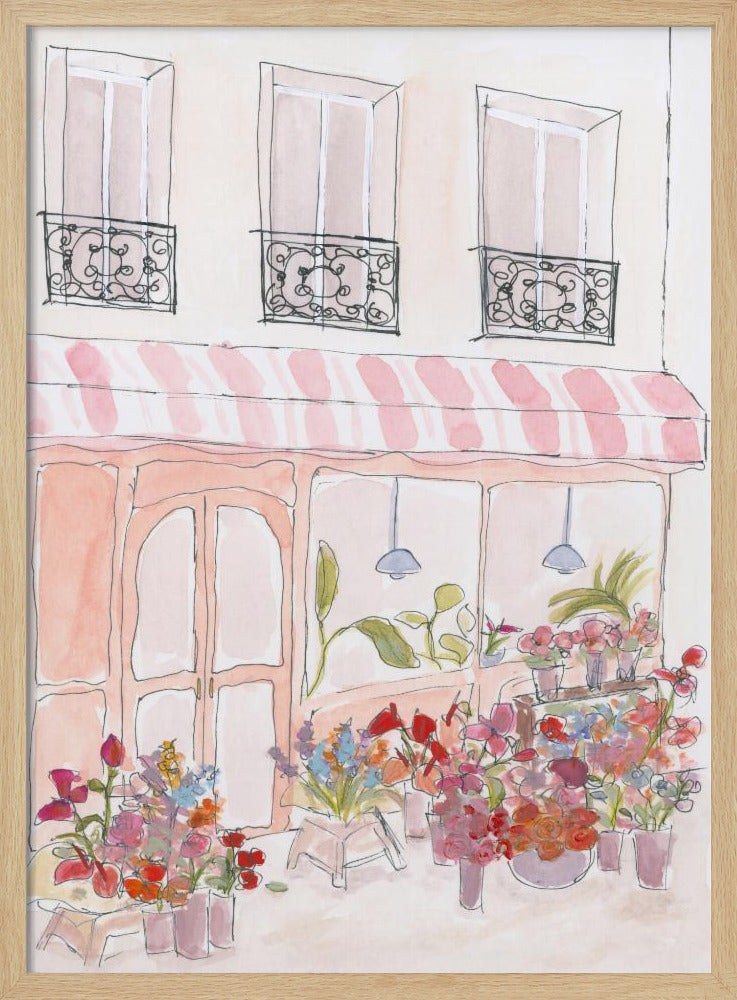 Roze bloemenwinkel | Poster