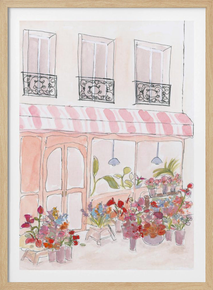Roze bloemenwinkel | Poster