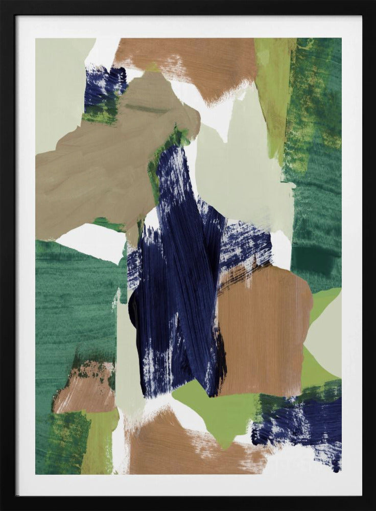 Abstract Blauw Groen Beige Nr. 2 | Poster