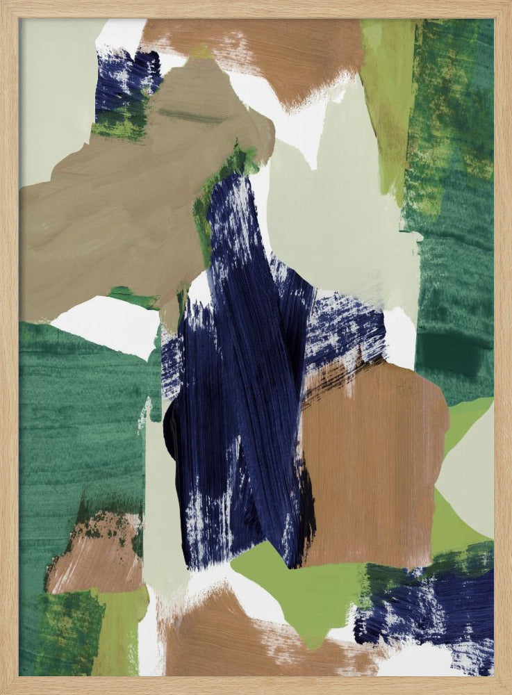 Abstract Blauw Groen Beige Nr. 2 | Poster
