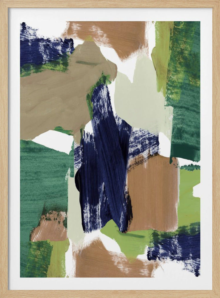 Abstract Blauw Groen Beige Nr. 1 | Poster