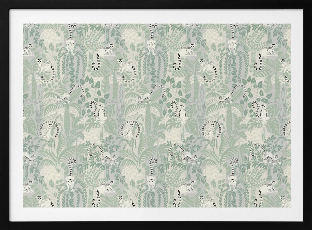 Jungle avontuur zacht saliegroen patroon | Poster