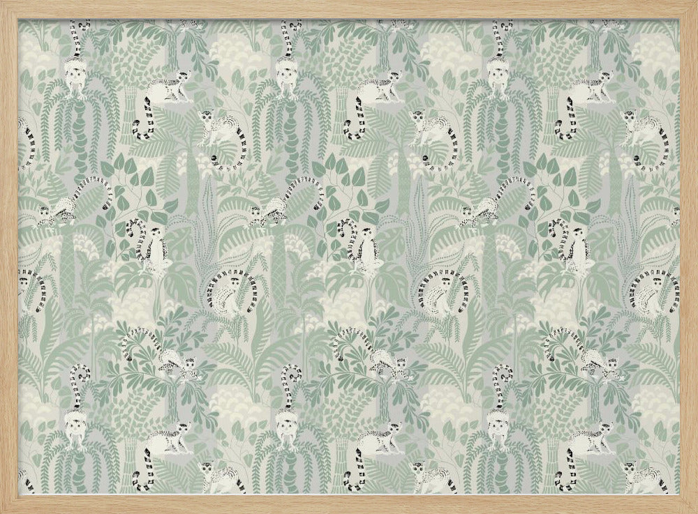 Jungle avontuur zacht saliegroen patroon | Poster