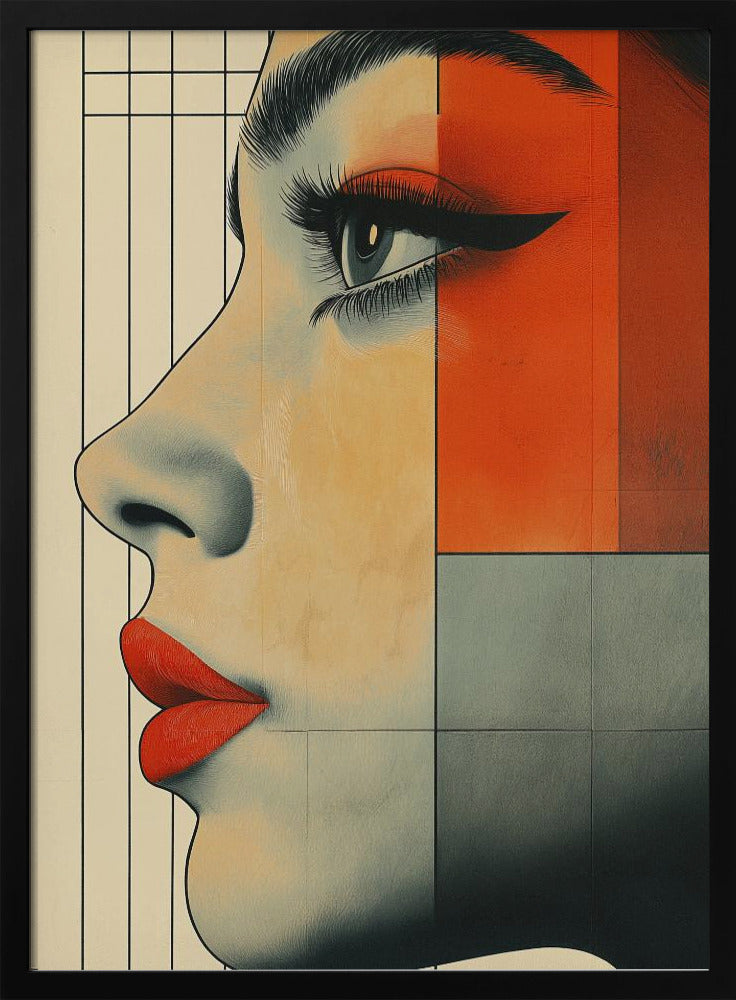 Vintage poster met een vrouwengezicht (3) | Poster