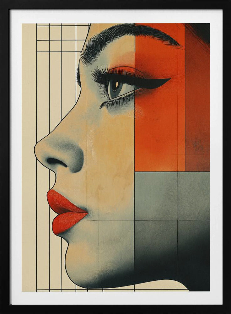 Vintage poster met een vrouwengezicht (3) | Poster