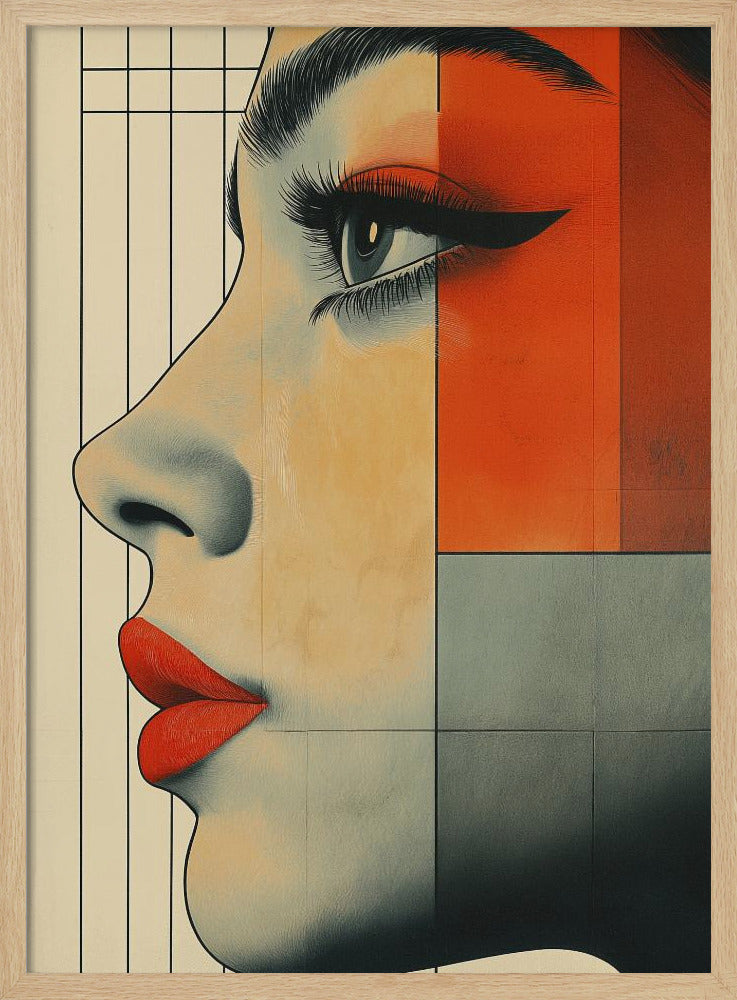 Vintage poster met een vrouwengezicht (3) | Poster