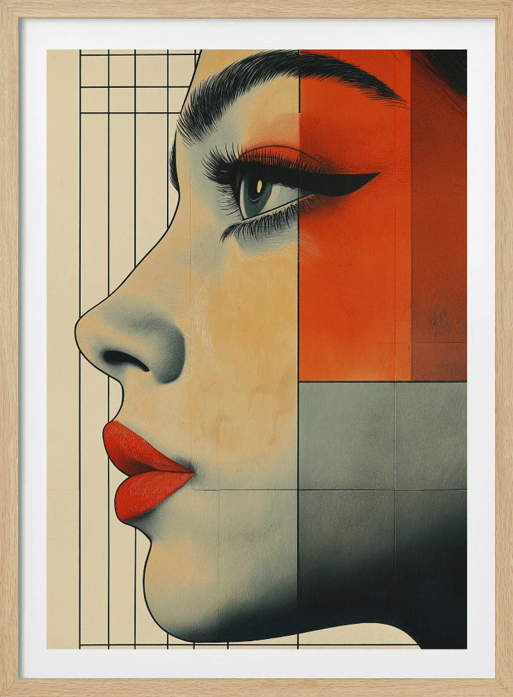 Vintage poster met een vrouwengezicht (3) | Poster