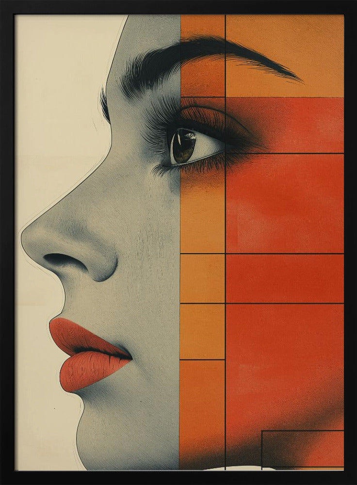Vintage poster met een vrouwengezicht (4) | Poster