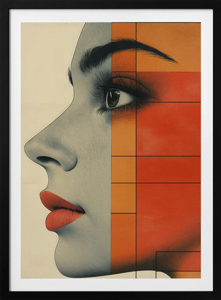 Vintage poster met een vrouwengezicht (4) | Poster