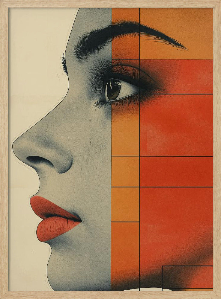 Vintage poster met een vrouwengezicht (4) | Poster