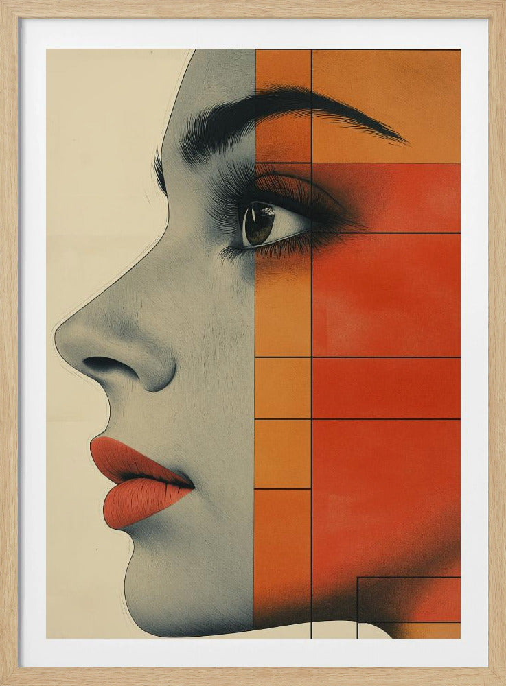Vintage poster met een vrouwengezicht (4) | Poster