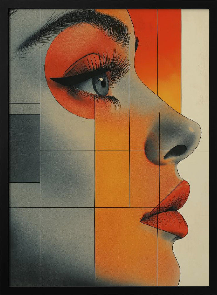 Vintage poster met een vrouwengezicht (6) | Poster
