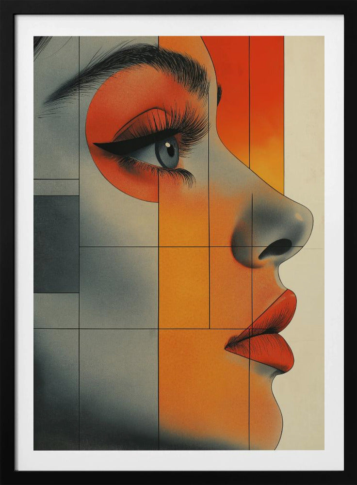 Vintage poster met een vrouwengezicht (6) | Poster
