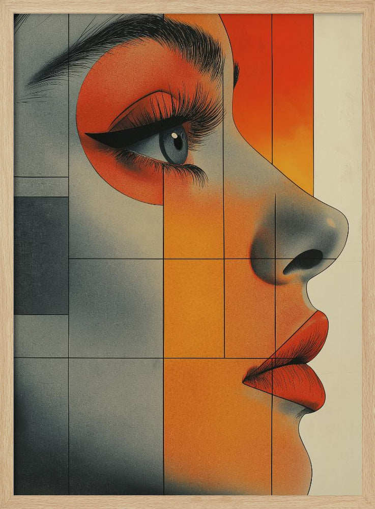Vintage poster met een vrouwengezicht (6) | Poster