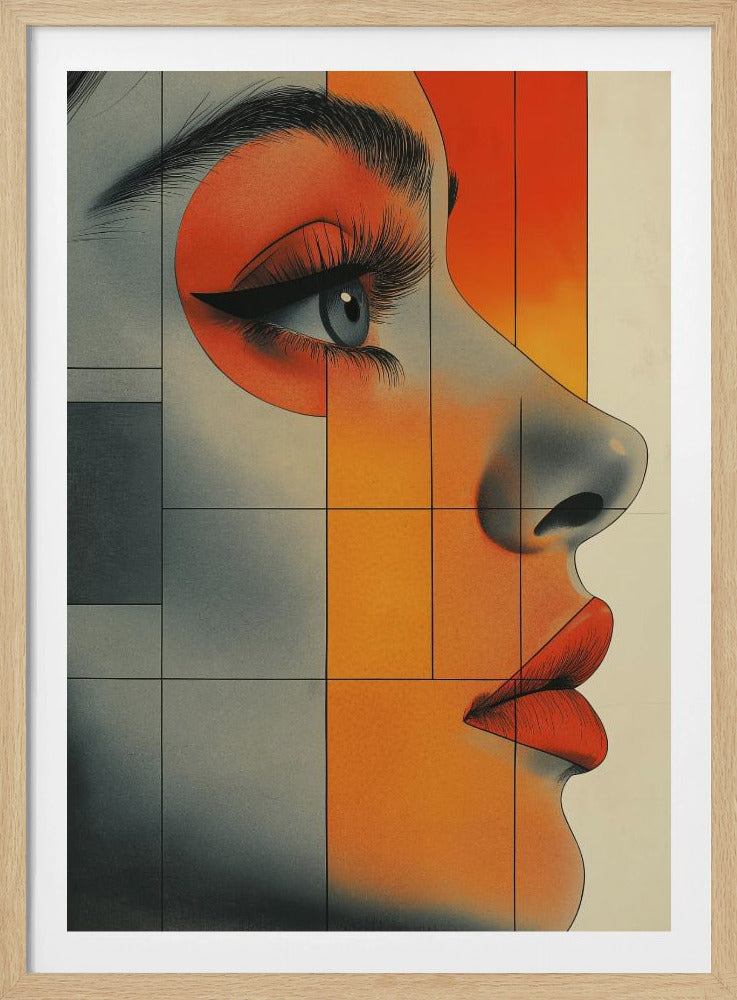 Vintage poster met een vrouwengezicht (6) | Poster