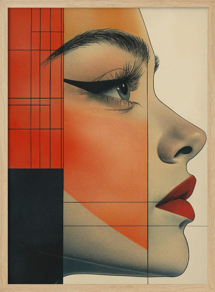 Vintage poster met een vrouwengezicht (8) | Poster