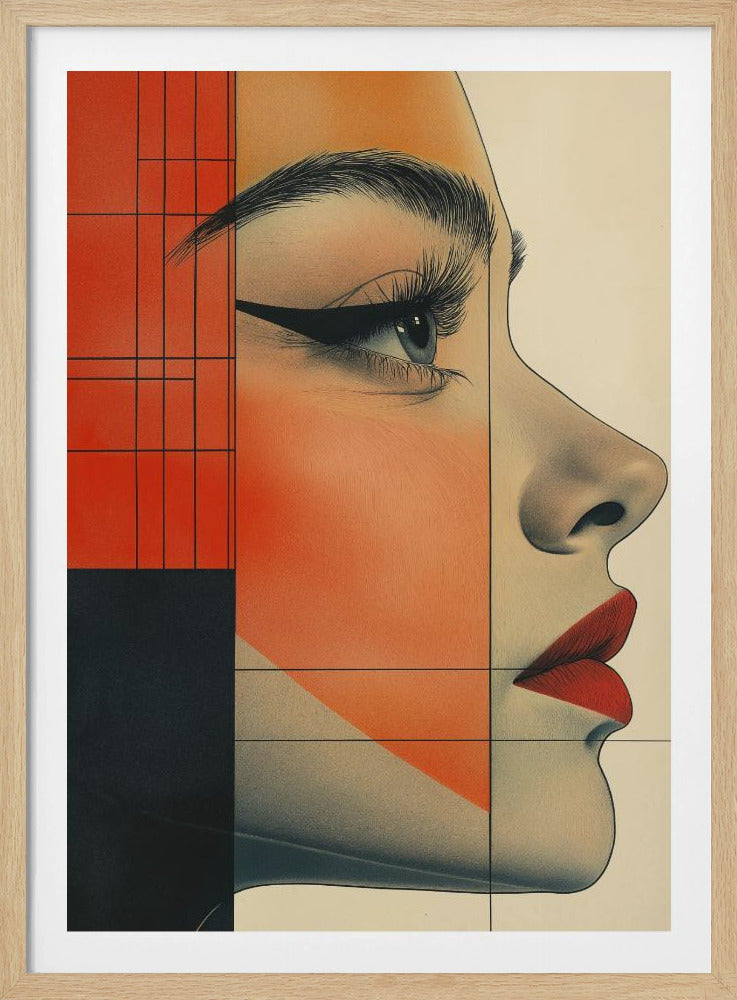 Vintage poster met een vrouwengezicht (8) | Poster