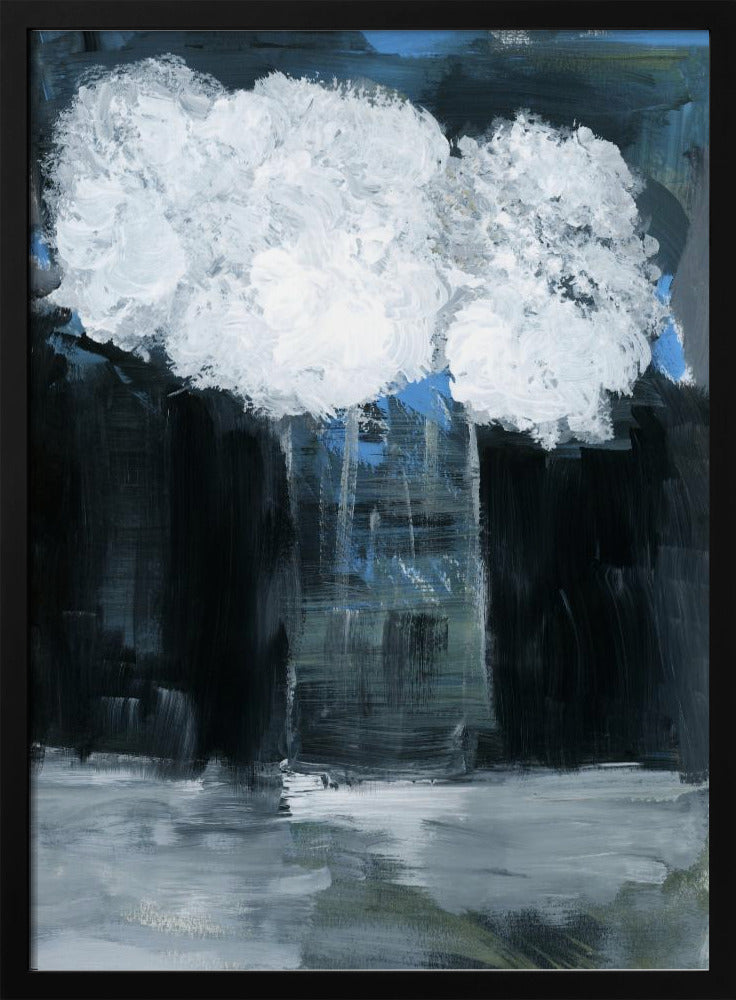 Witte sneeuwbal Viburnum in vaas op zwarte achtergrond | Poster