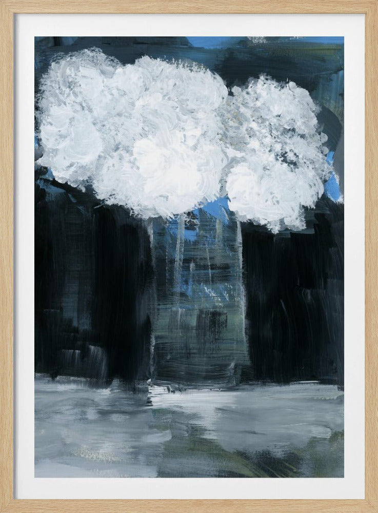 Witte sneeuwbal Viburnum in vaas op zwarte achtergrond | Poster