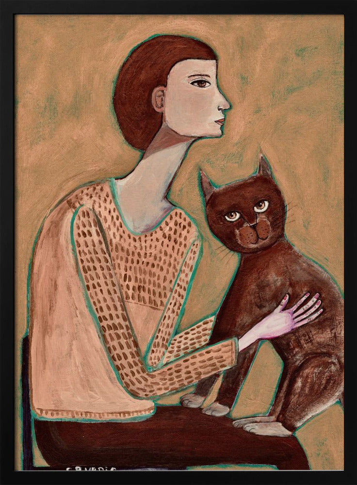 Vrouw met kat | Poster