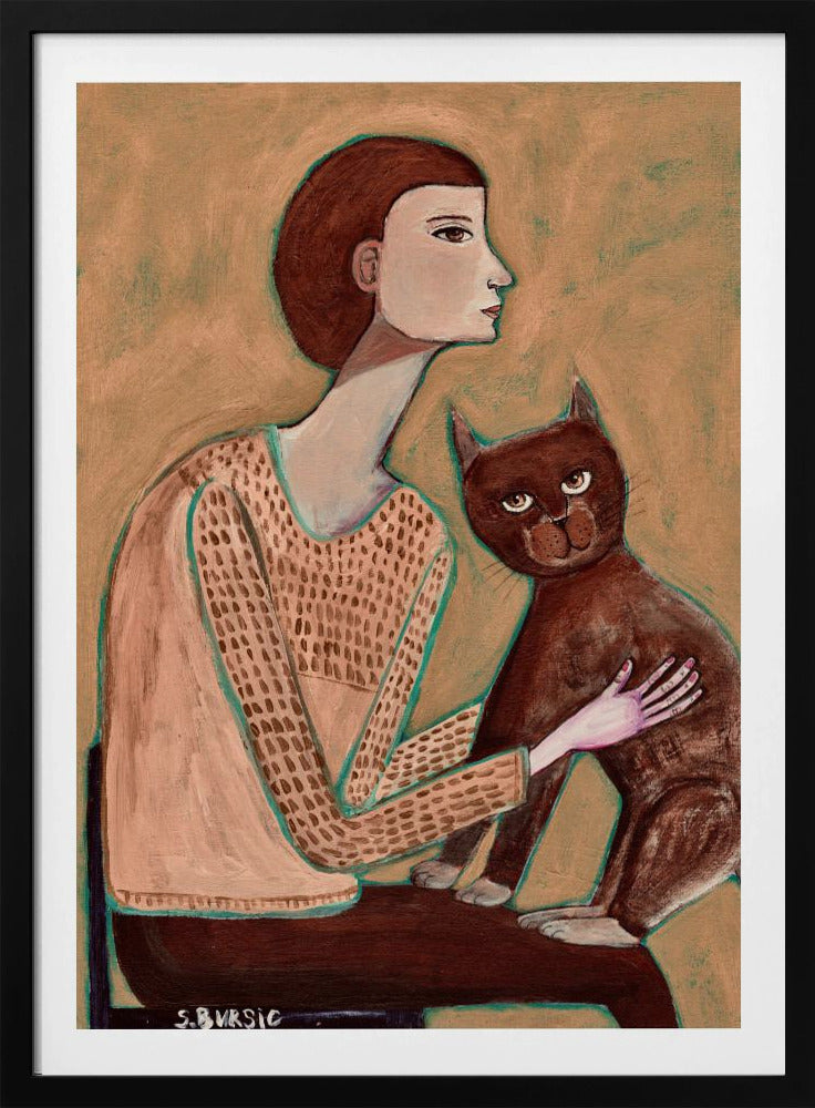 Vrouw met kat | Poster
