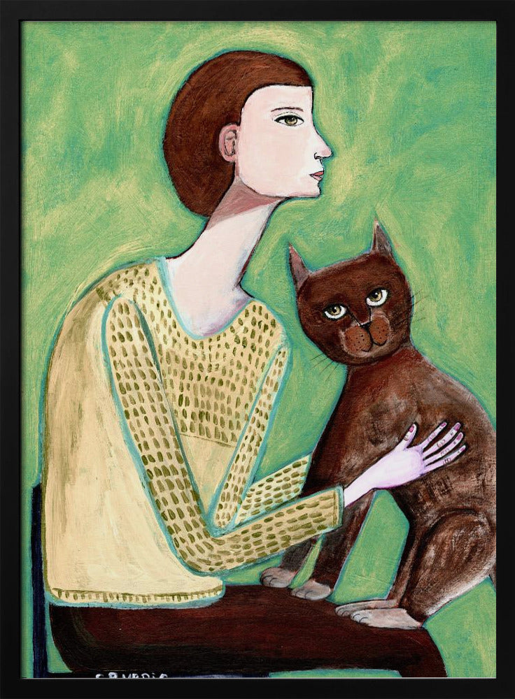 Vrouw met kat | Poster