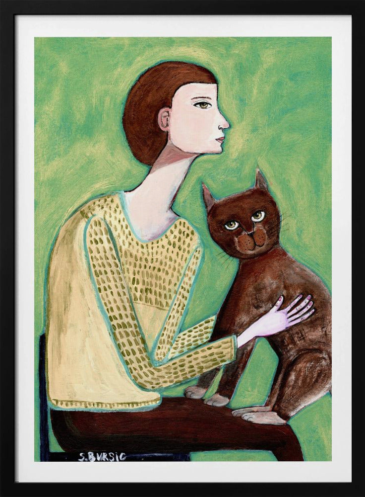 Vrouw met kat | Poster